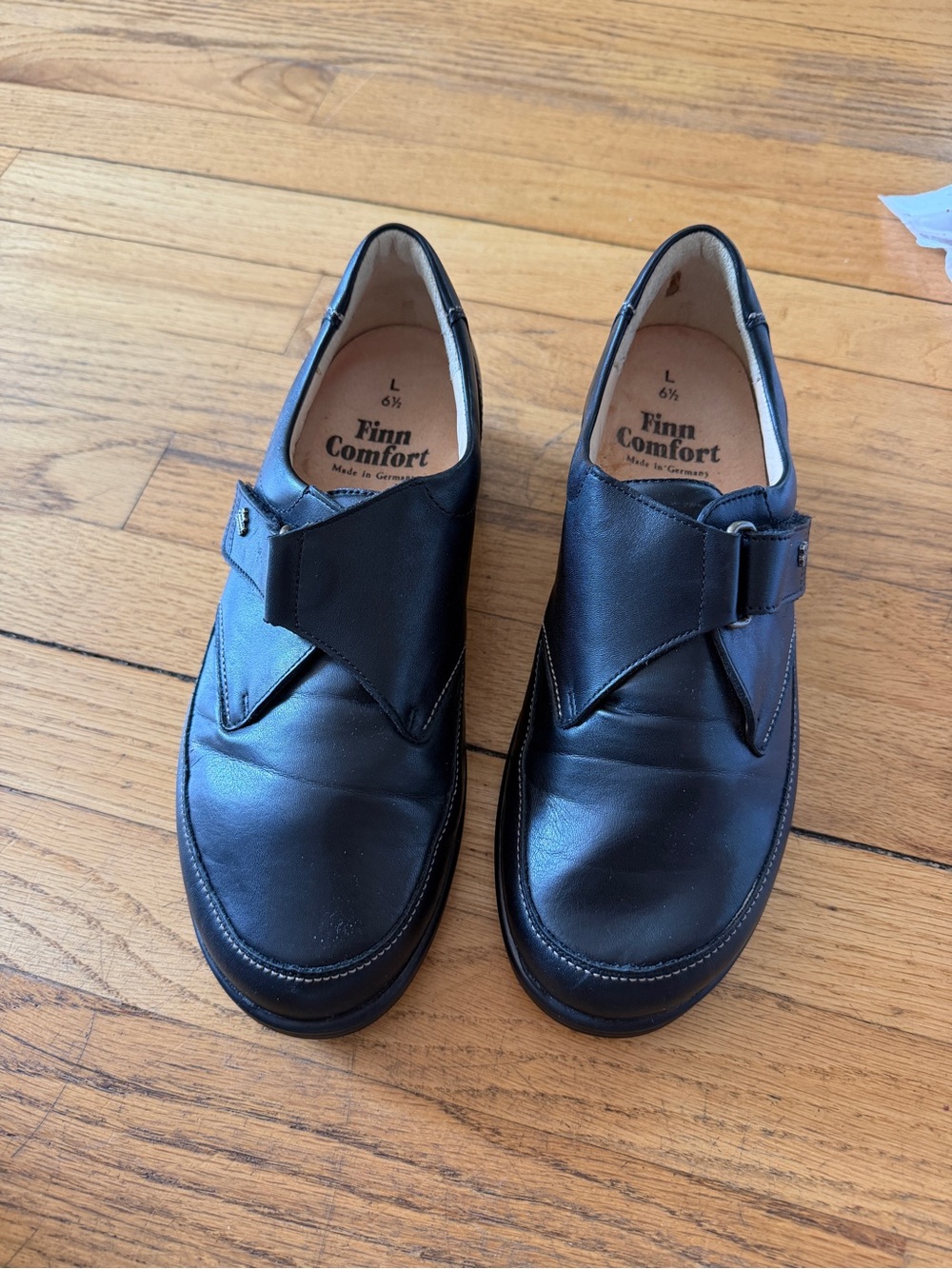 Finn Comfort Black Leather Slip-On Loafers with Buckle US SIZE 9